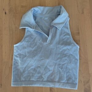 Light Blue Sleeveless Polo Top with Built in Bra Kindred Bravely